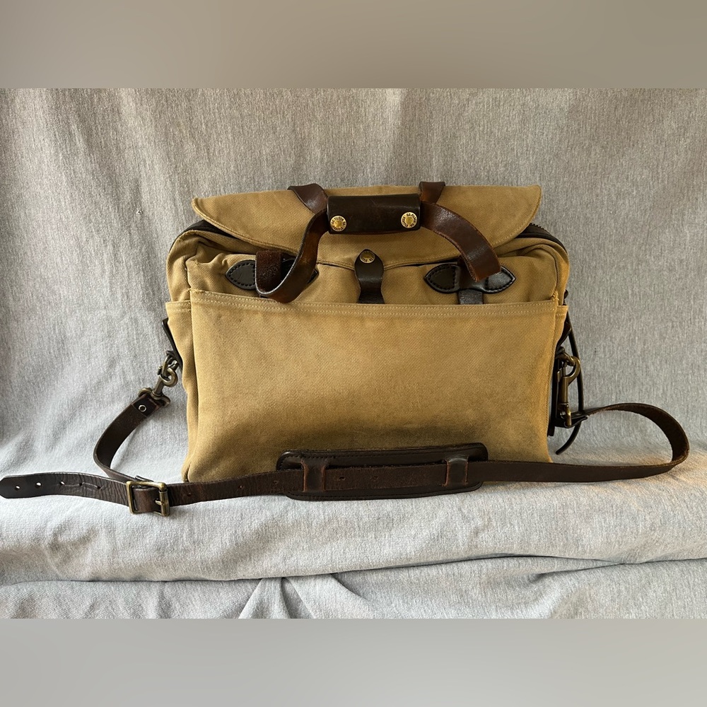 New Photos - Filson 257 Briefcase Computer Bag - Tan - Discontinued - USA Made